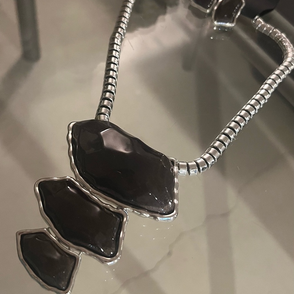 Black and silver bold necklace and earring set